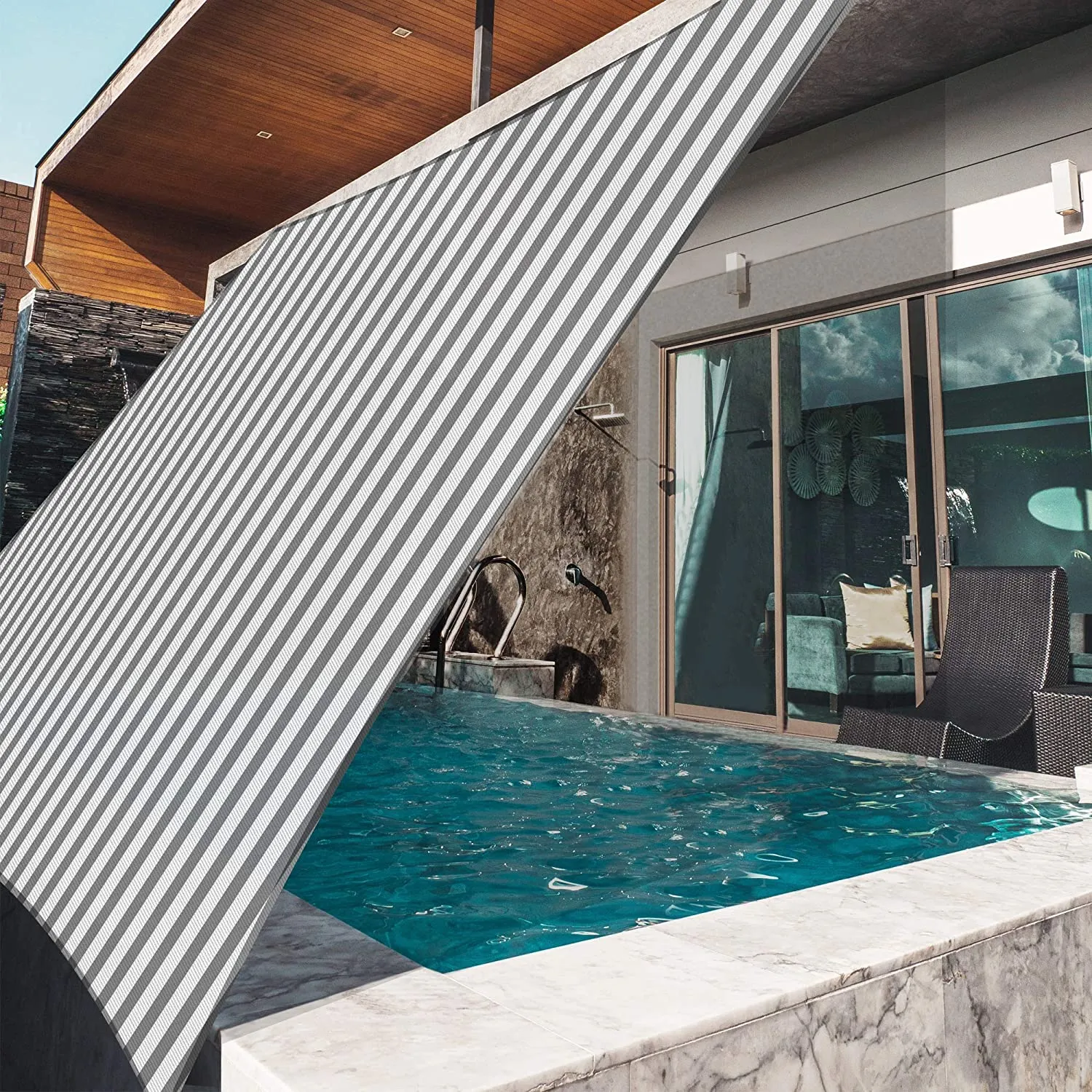 New Wayfair Yescom Large 20X20ft 97% UV Block Square Sun Shade Sail Outdoor Patio Pool Garden Yard Lawn Carport Cover Net Awning Canopy Grey White! Retails $243 