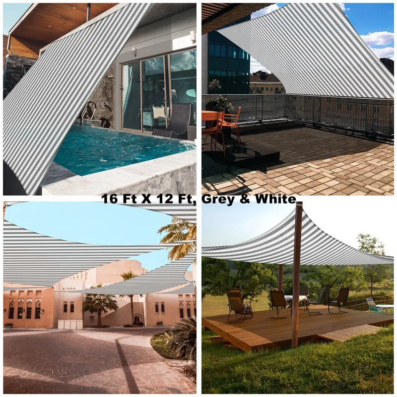 New Wayfair Yescom Large 20X20ft 97% UV Block Square Sun Shade Sail Outdoor Patio Pool Garden Yard Lawn Carport Cover Net Awning Canopy Grey White! Retails $243 