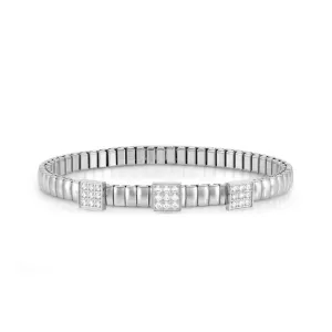 Nomination Extension Stretch Bracelet, 3 Squares, Cubic Zirconia, Stainless Steel