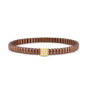 Nomination Extension Stretch Bracelet, Square, Cubic Zirconia, Chocolate PVD, Stainless Steel