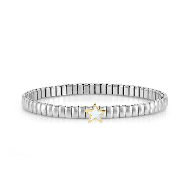Nomination Extension Stretch Bracelet, Star, Mother of Pearl Stone, Gold PVD, Stainless Steel