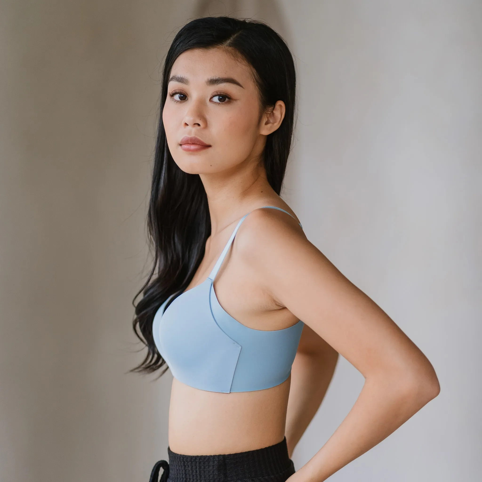Oh-So-Smooth Essential Wireless Push Up Bra in Artic Blue