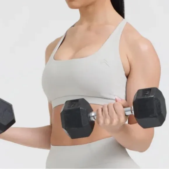 Oner Active Square Neck Sports Bra in Light Grey