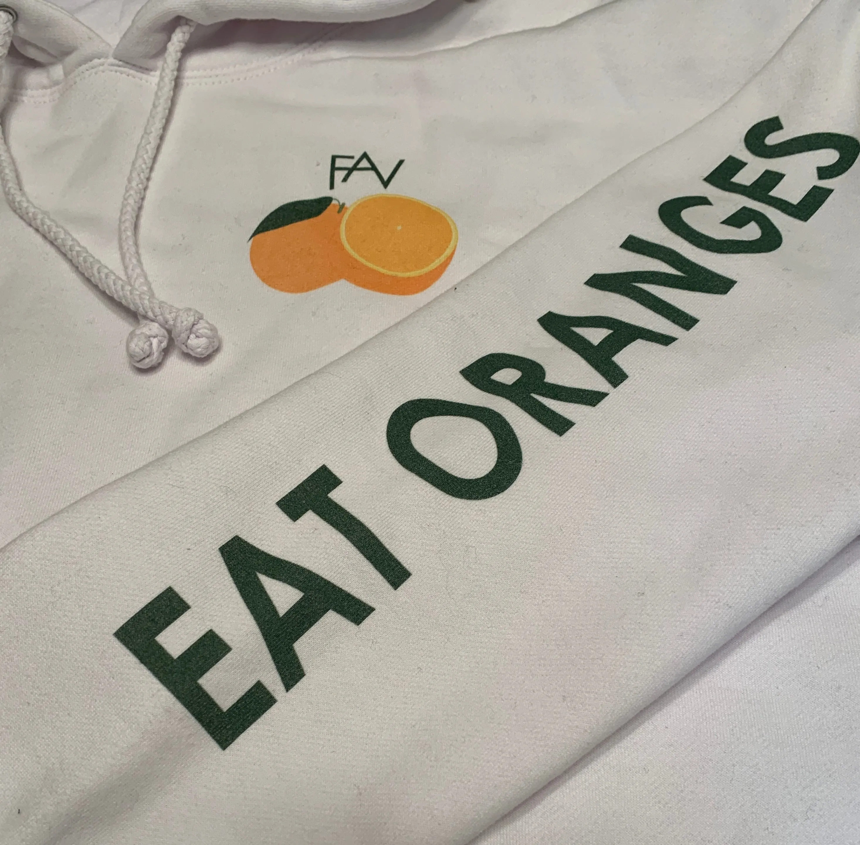 Orange - Heavyweight White Hoodie