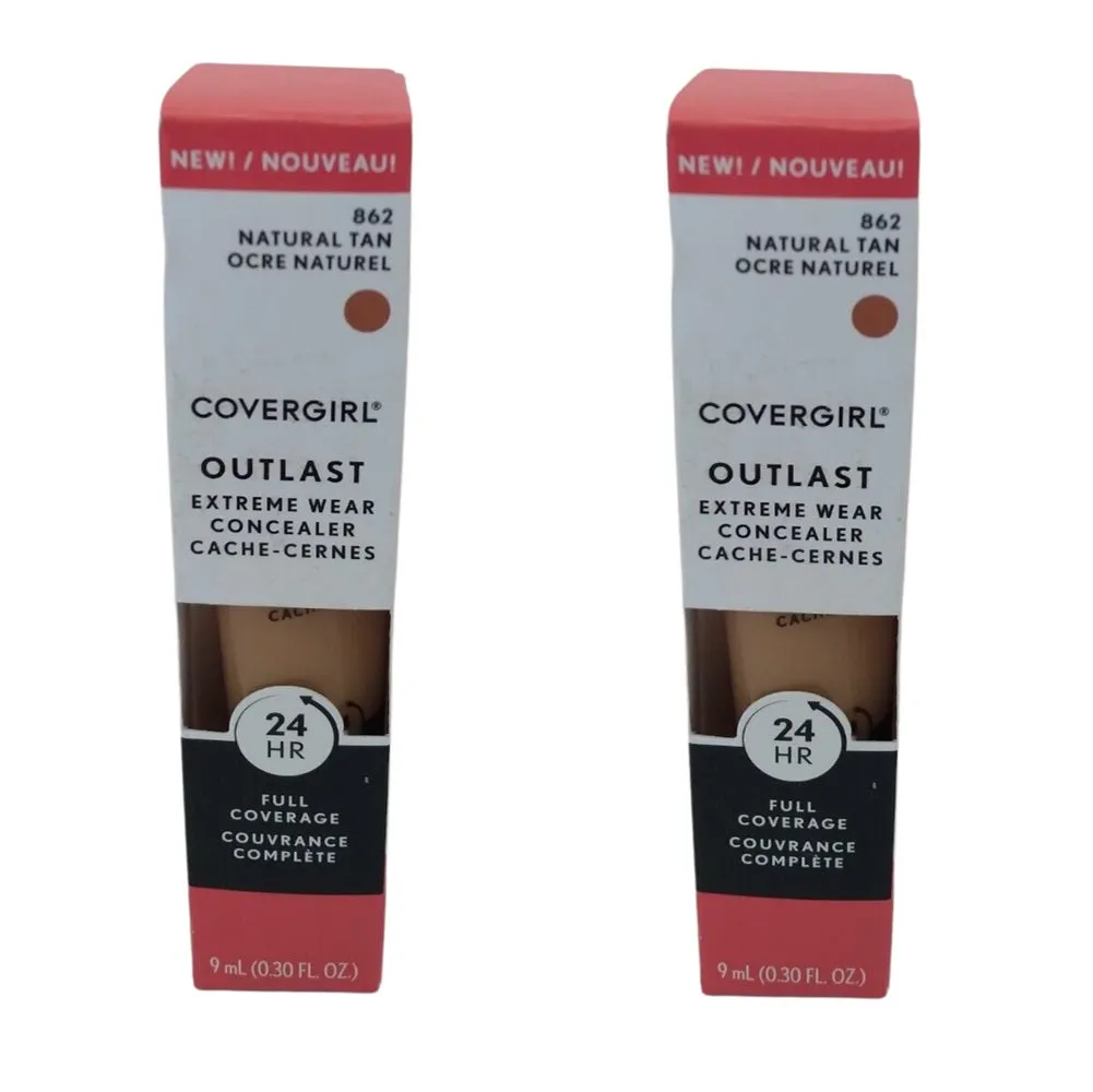 Pack of 2 CoverGirl Outlast Extreme Wear Concealer, Natural Tan 862