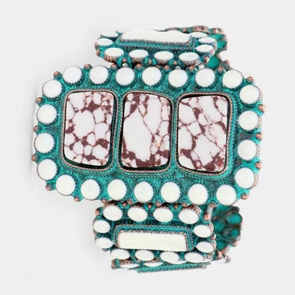 Patina Verdigris White Howlite Bracelet