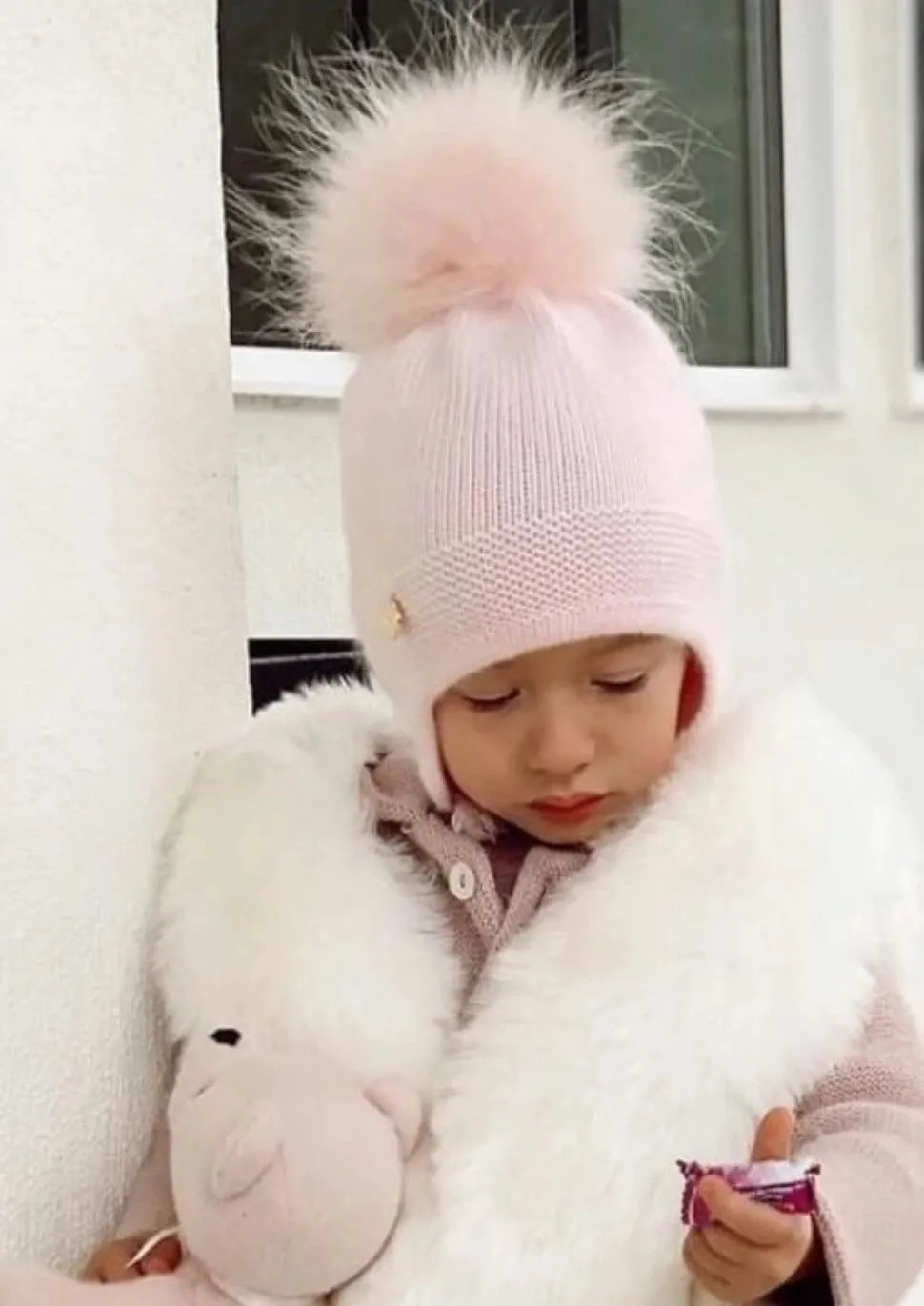 Pink Cashmere Aviator Hat