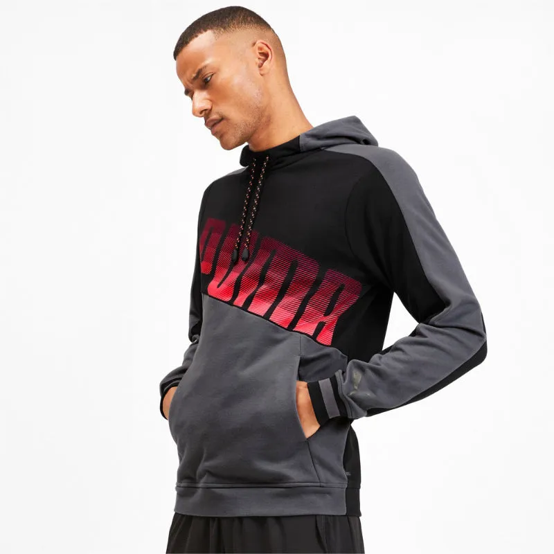 PUMA MENS COLLECTIVE KNITTED HOODIE CASTLEROCK - PUMA BLACK