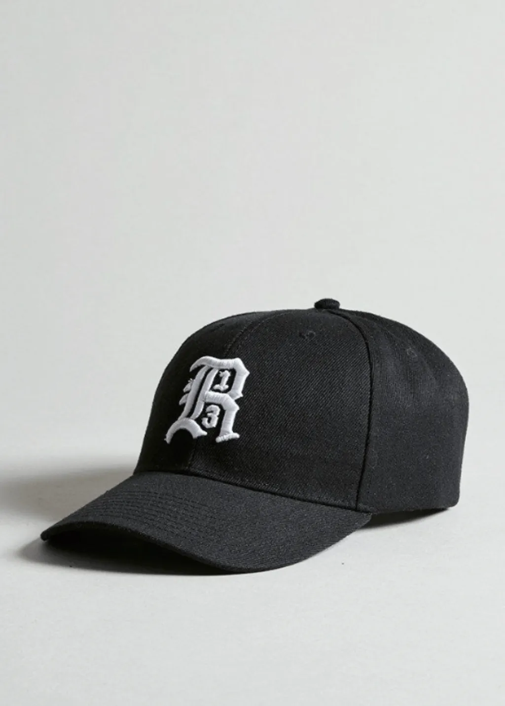 R13 Baseball Hat in Black w/ White