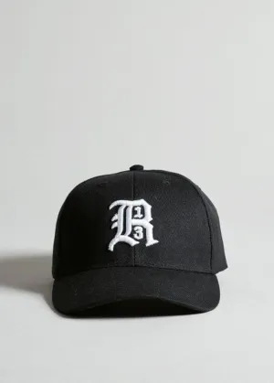 R13 Baseball Hat in Black w/ White