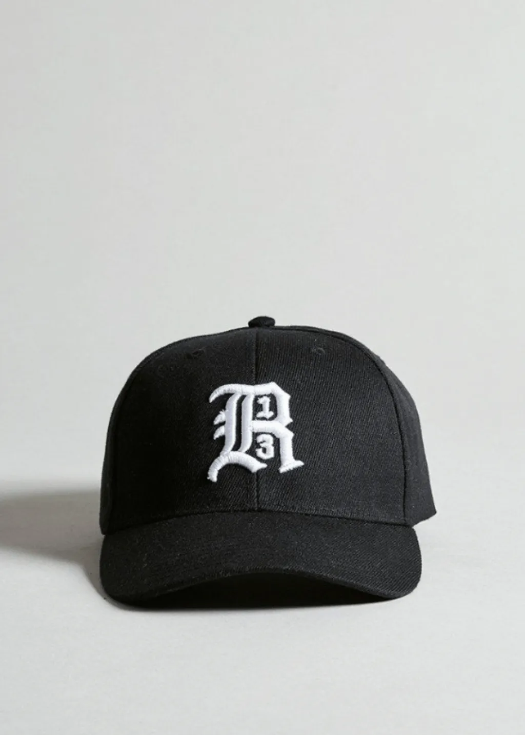 R13 Baseball Hat in Black w/ White