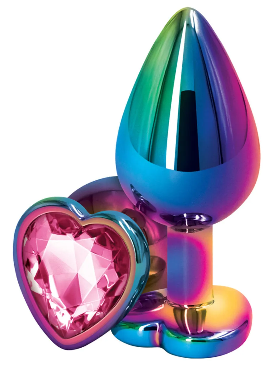 Rear Assets Medium Butt Plug - Rainbow with Pink Heart