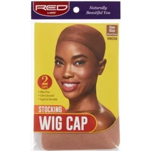 Red by KIss Stocking Wig Cap, Natural Brown, 2pcs in pack