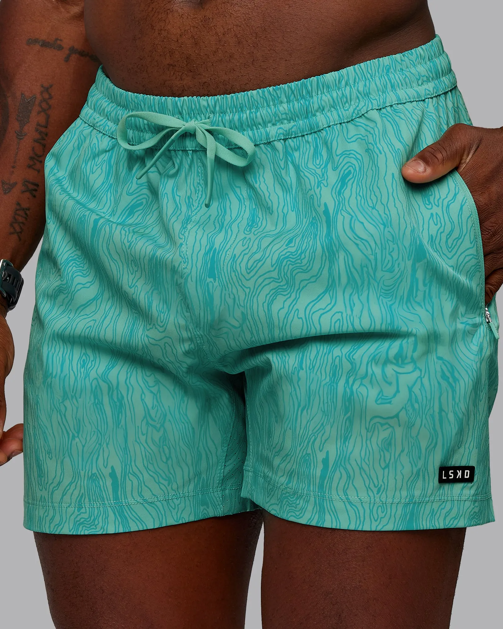 Rep 5" Performance Shorts - Topographic Blue Bird