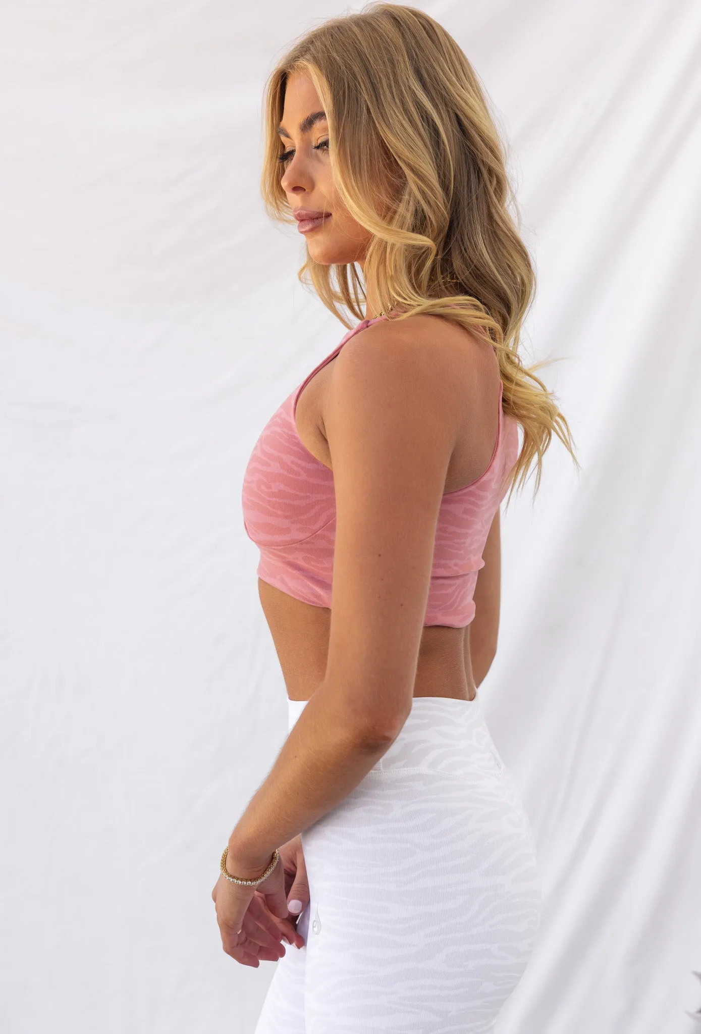Reversible Sports Crop - Pink Zebra