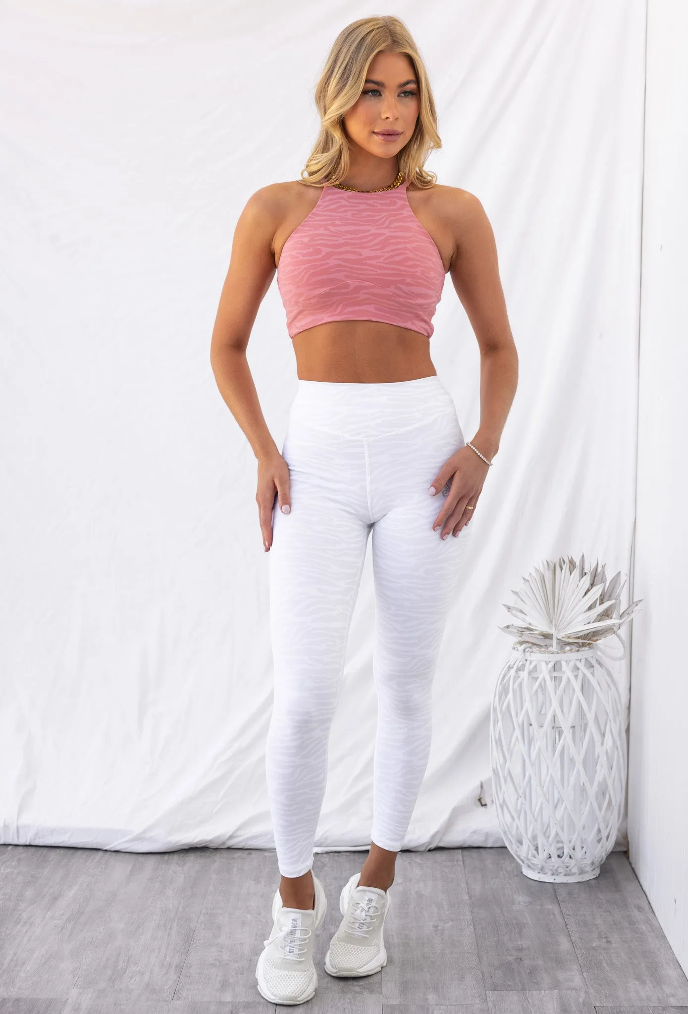 Reversible Sports Crop - Pink Zebra