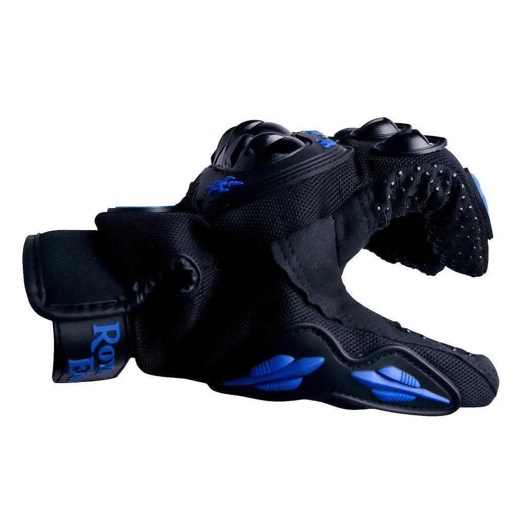 R.J.VON Premium Leather Full Hand Gloves (Blue, X-Large)