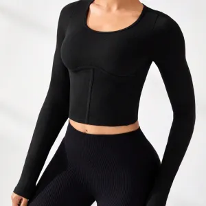 Round Neck Long Sleeve Active T-Shirt