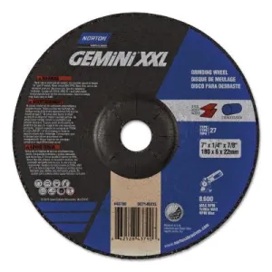 Saint-Gobain GEMiNi XXL Depressed Ctr Wheels, 7" Dia, 1/4" Thick, 7/8" Arbor, Alum Oxide, 66252843790