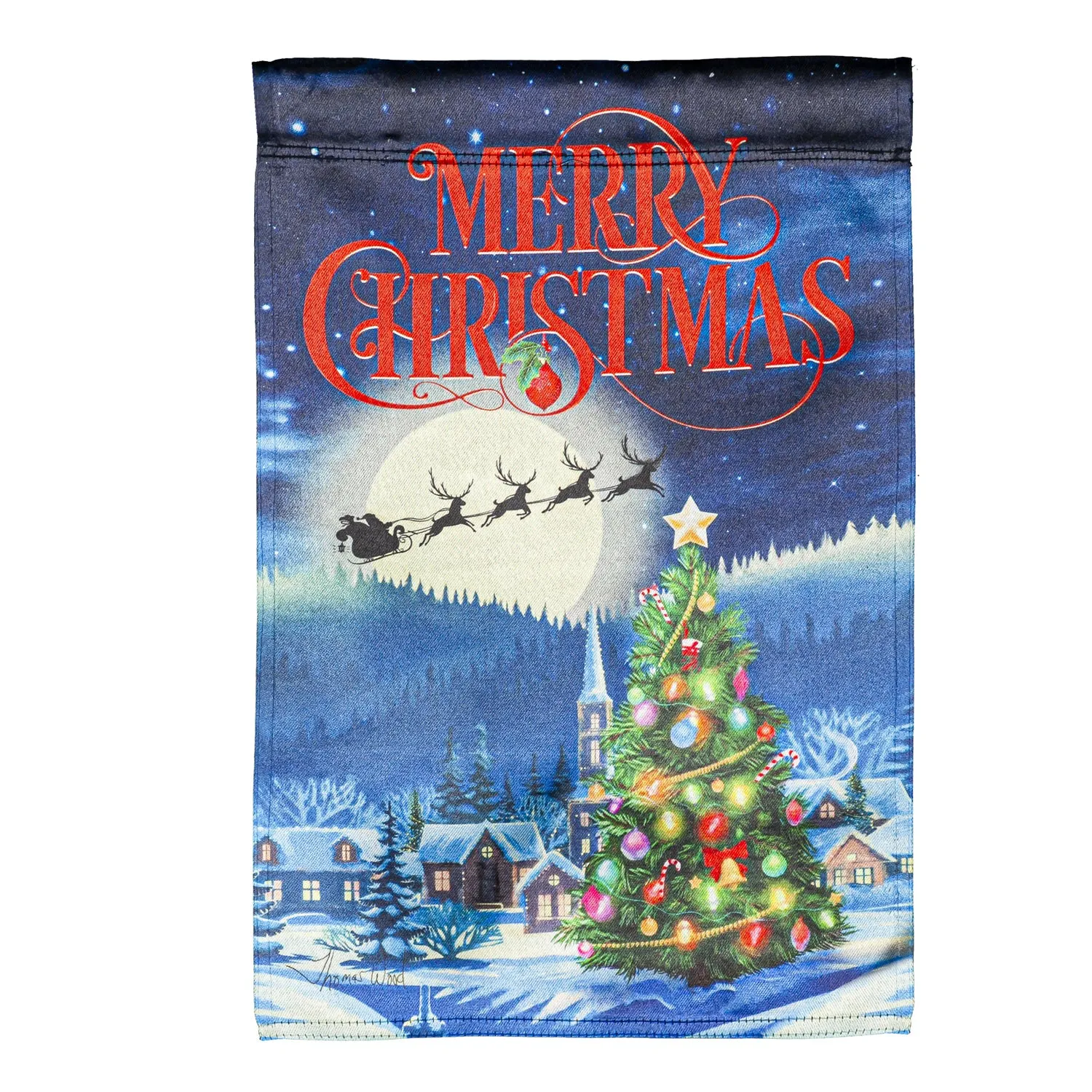 Santa's Sleigh on Christmas Garden Lustre Flag,14lu10593