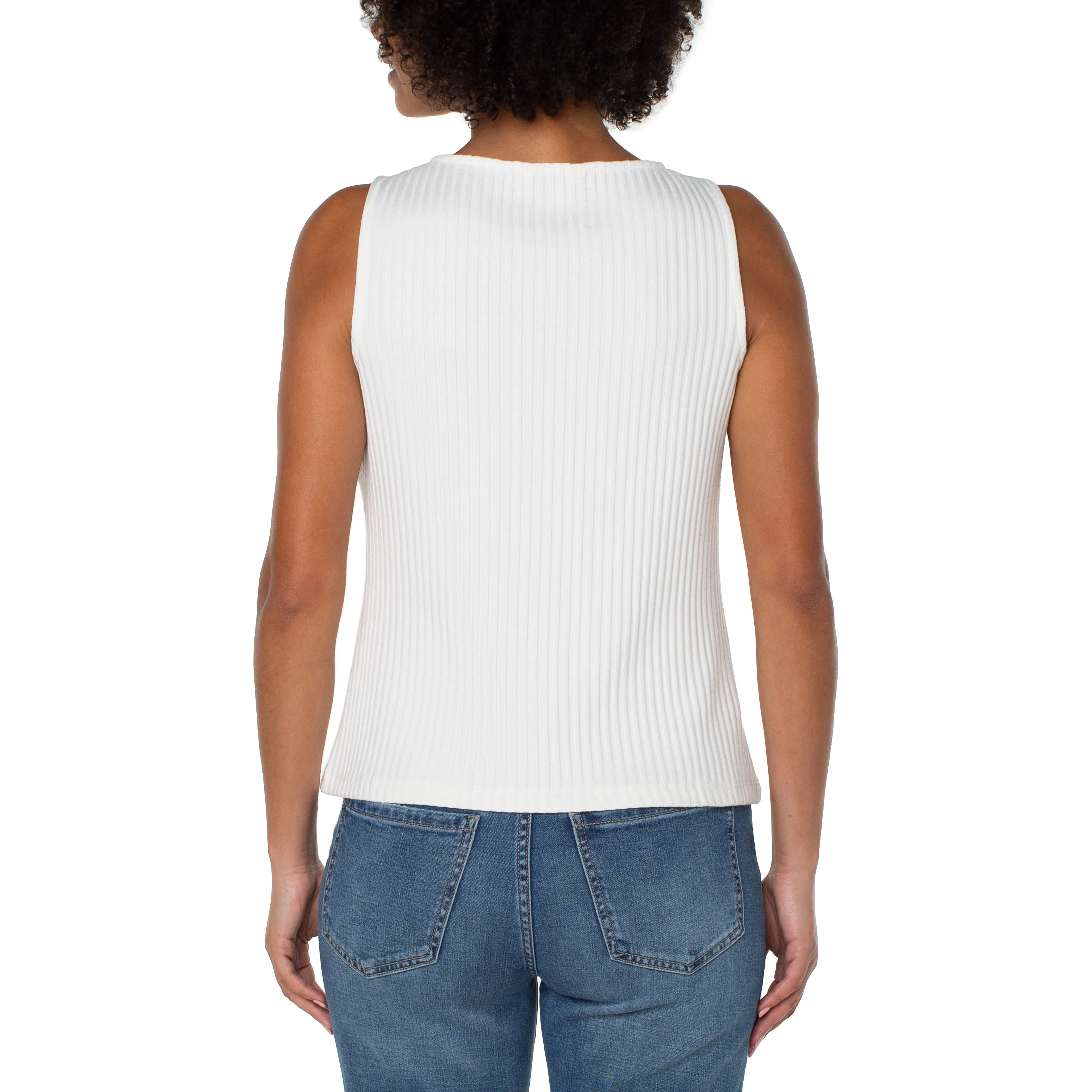 Sleeveless Boat Neck Rib Knit Top