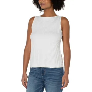 Sleeveless Boat Neck Rib Knit Top