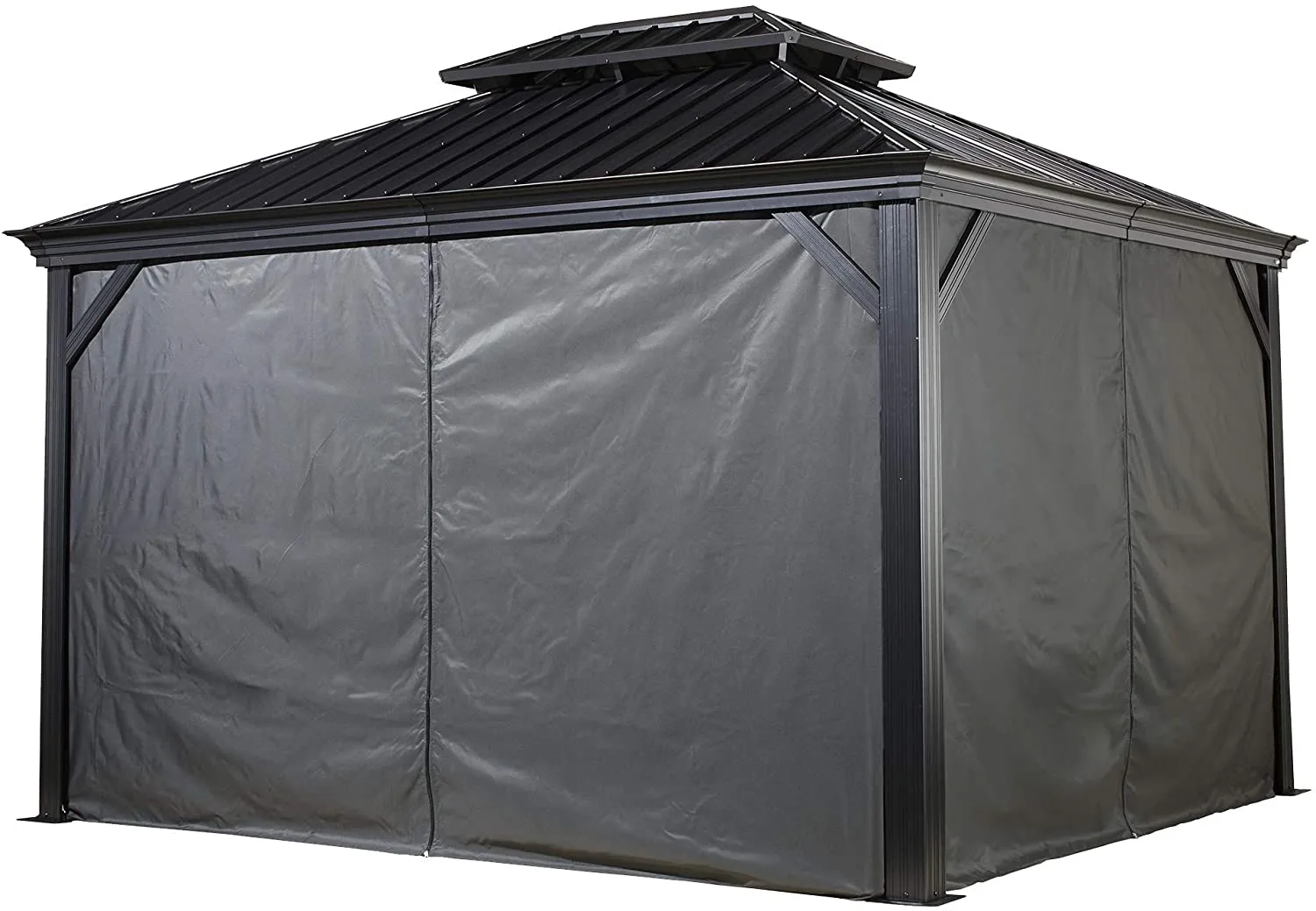 Sojag 135-9163810 Grey Privacy Curtains for Monaco/Messina/Mykonos Outdoor Gazebo Models, 10' x 12', Grey Retails $450  (ITEM RE-LIST DUE TO SITE GLITCH SUN 9:01PM AUCTIONS)