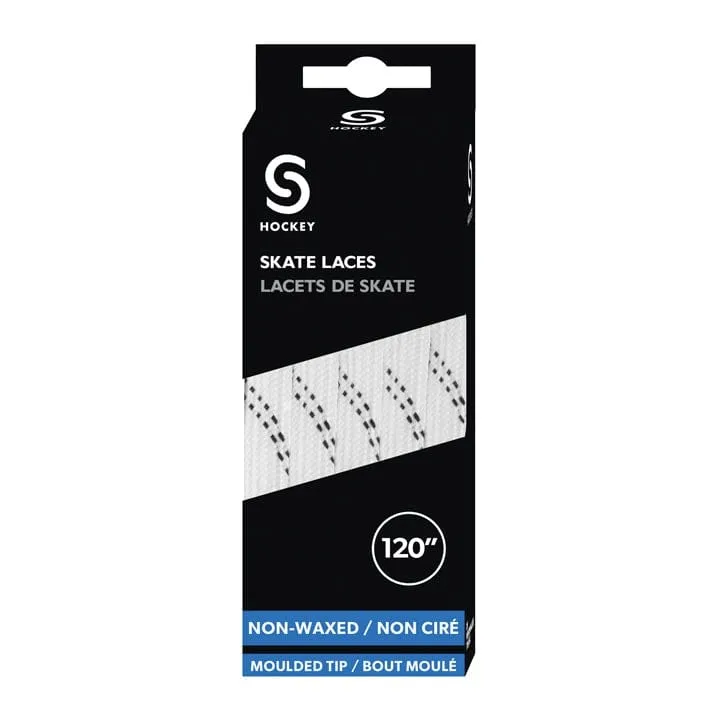 Source for Sports Molded Tip Hockey Skate Laces - White / Black