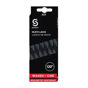 Source for Sports Waxed Hockey Skate Laces - Black / White