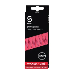 Source for Sports Waxed Hockey Skate Laces - Neon Pink / Navy