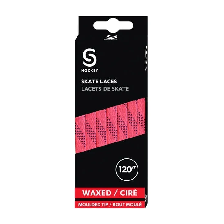 Source for Sports Waxed Hockey Skate Laces - Neon Pink / Navy