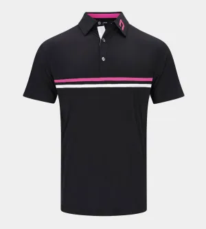 STRIPE PERFORMANCE POLO - PINK/BLACK