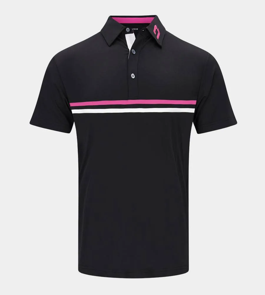 STRIPE PERFORMANCE POLO - PINK/BLACK