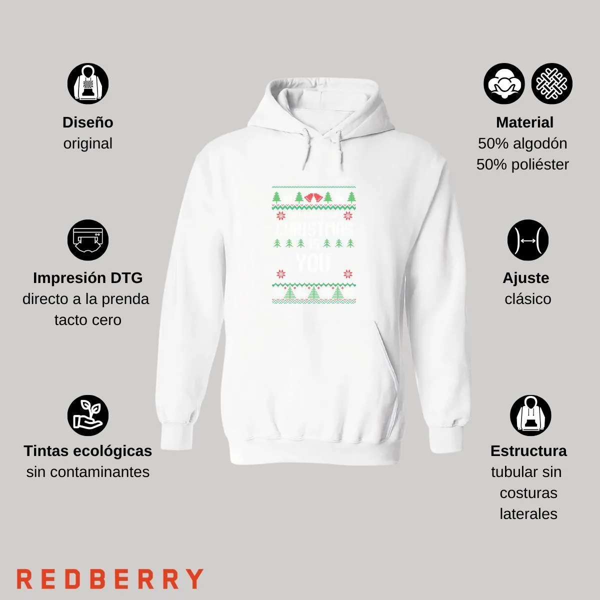 Sudadera Deportiva Mujer Navideña Hoodie 012