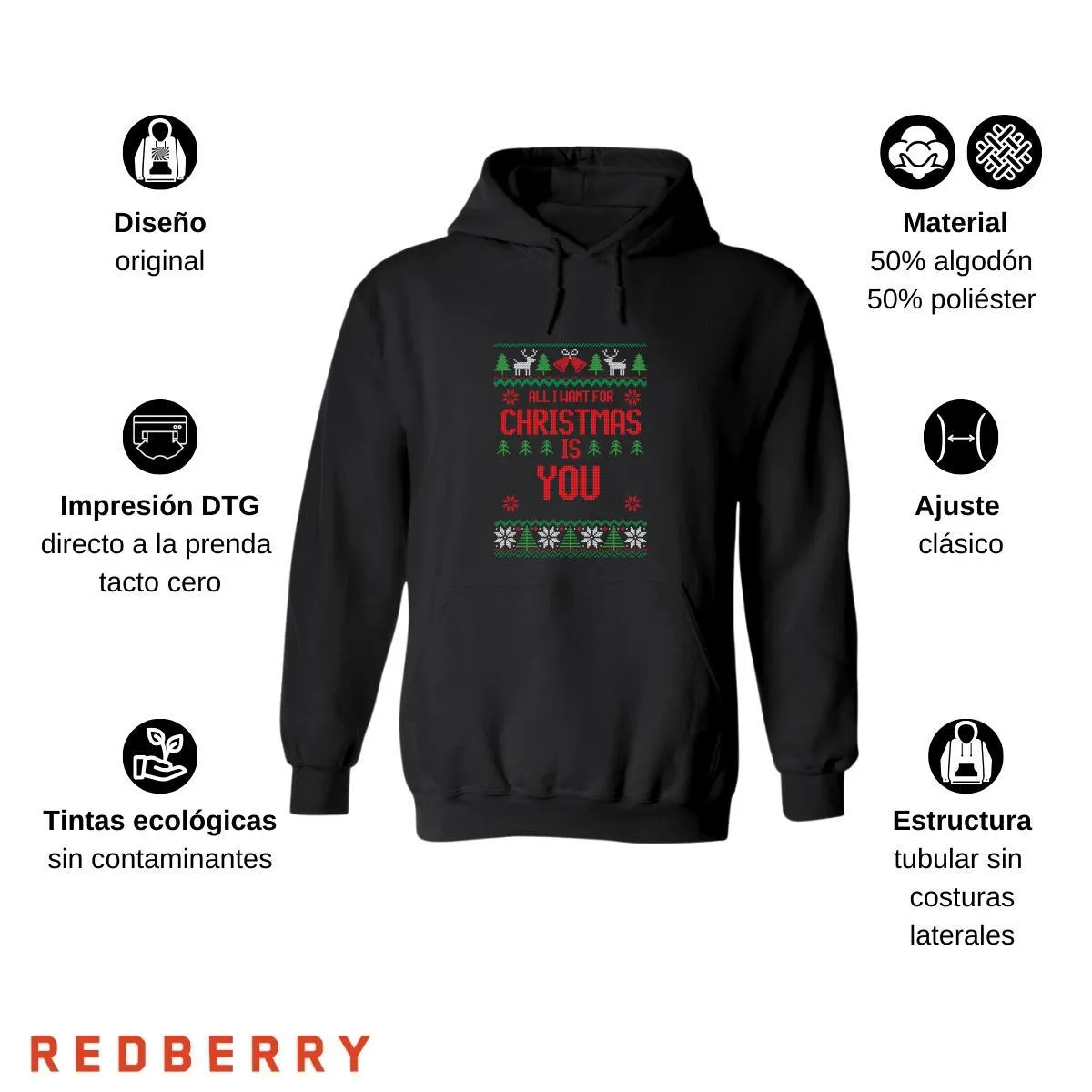 Sudadera Deportiva Mujer Navideña Hoodie 012