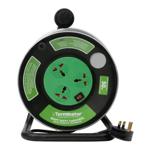 Terminator 3-Way Universal Extension Reel Socket with Lighted Switch 50M - TER 850UM