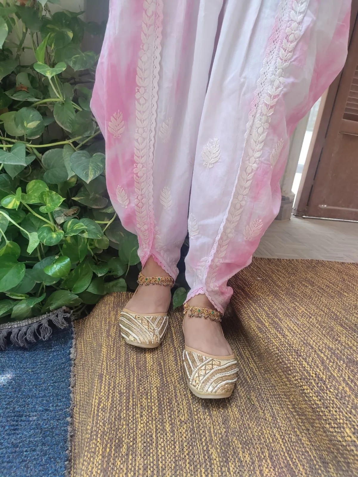 Tie N Die Pink Chikankari Dhoti Salwar