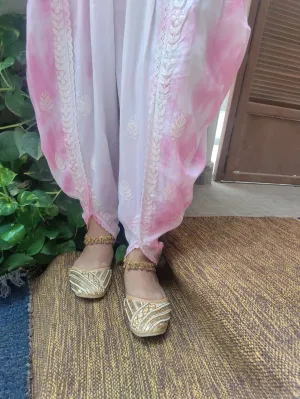 Tie N Die Pink Chikankari Dhoti Salwar