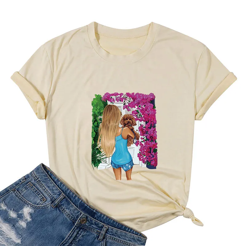 Toy Poodle with His Garden Cotton Tee