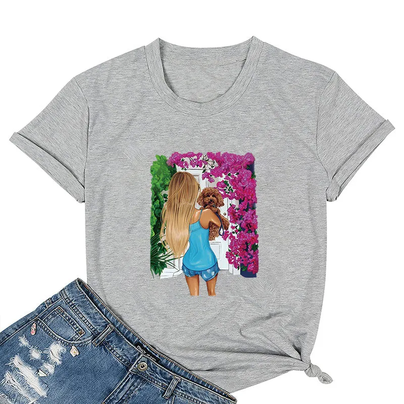 Toy Poodle with His Garden Cotton Tee