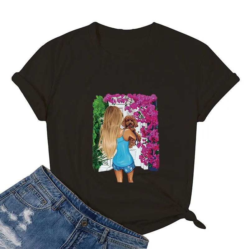 Toy Poodle with His Garden Cotton Tee