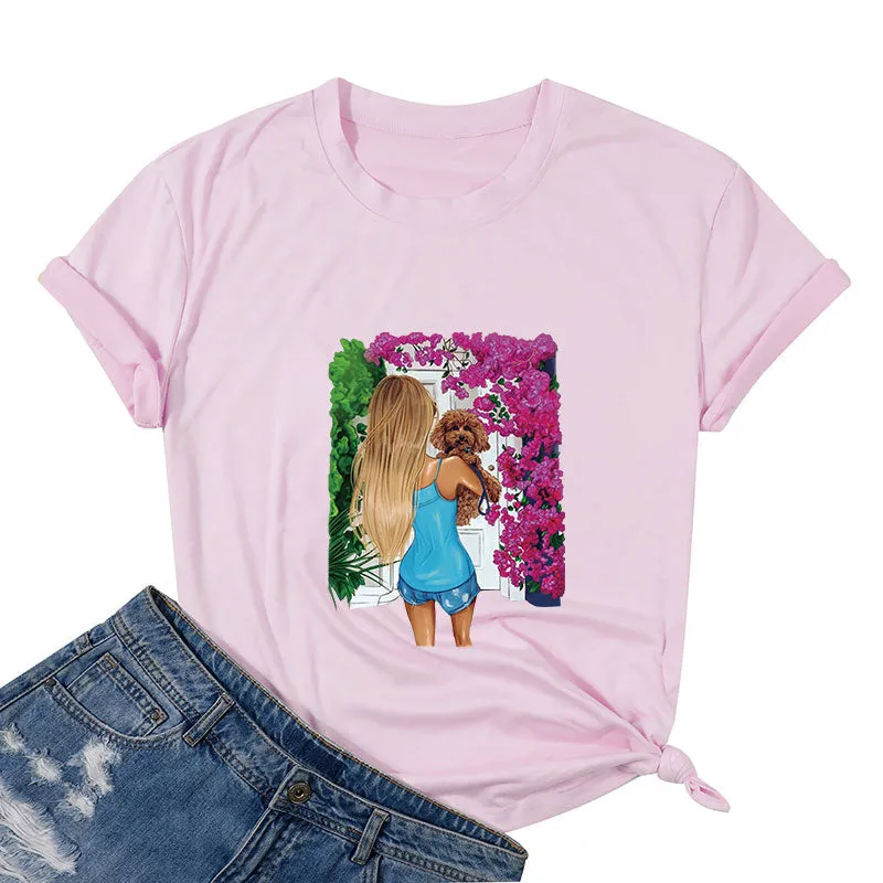 Toy Poodle with His Garden Cotton Tee