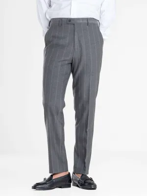Trousers With Belt Loop -  Dark Grey Wide Stripes (Slim Straight)