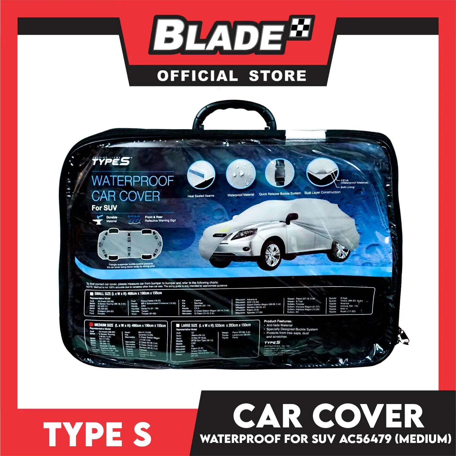 Type S Waterproof Car Cover For SUV (Medium) AC56479