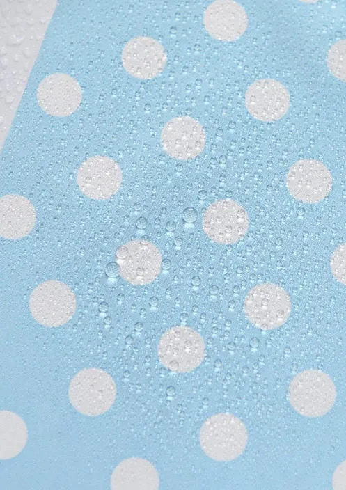 Waterproof Fabric White Dots, Quality Korean Fabric, Polka dots Waterproof - Blue - By the Yard /30010
