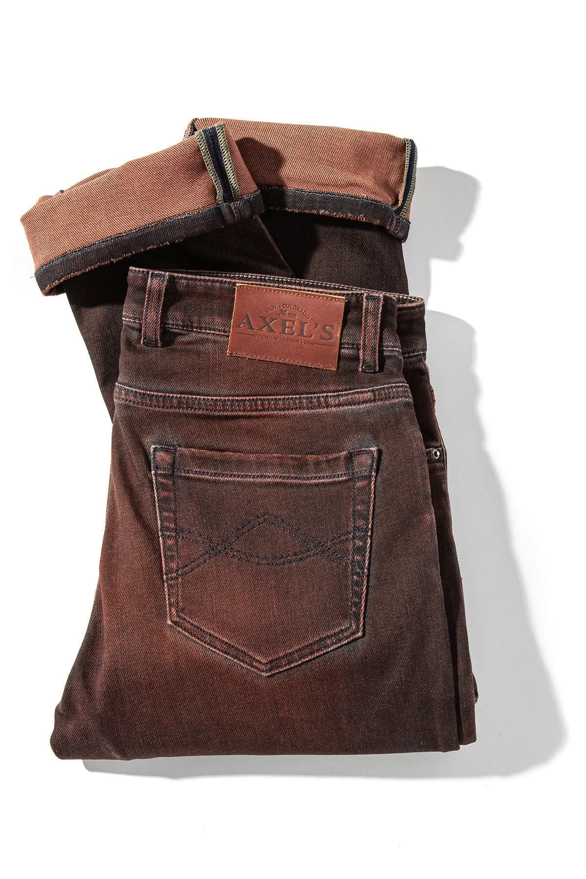 Waylon Over-Dyed Stretch Denim In Ruggine Rust