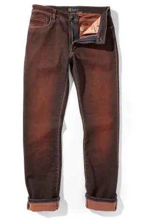 Waylon Over-Dyed Stretch Denim In Ruggine Rust