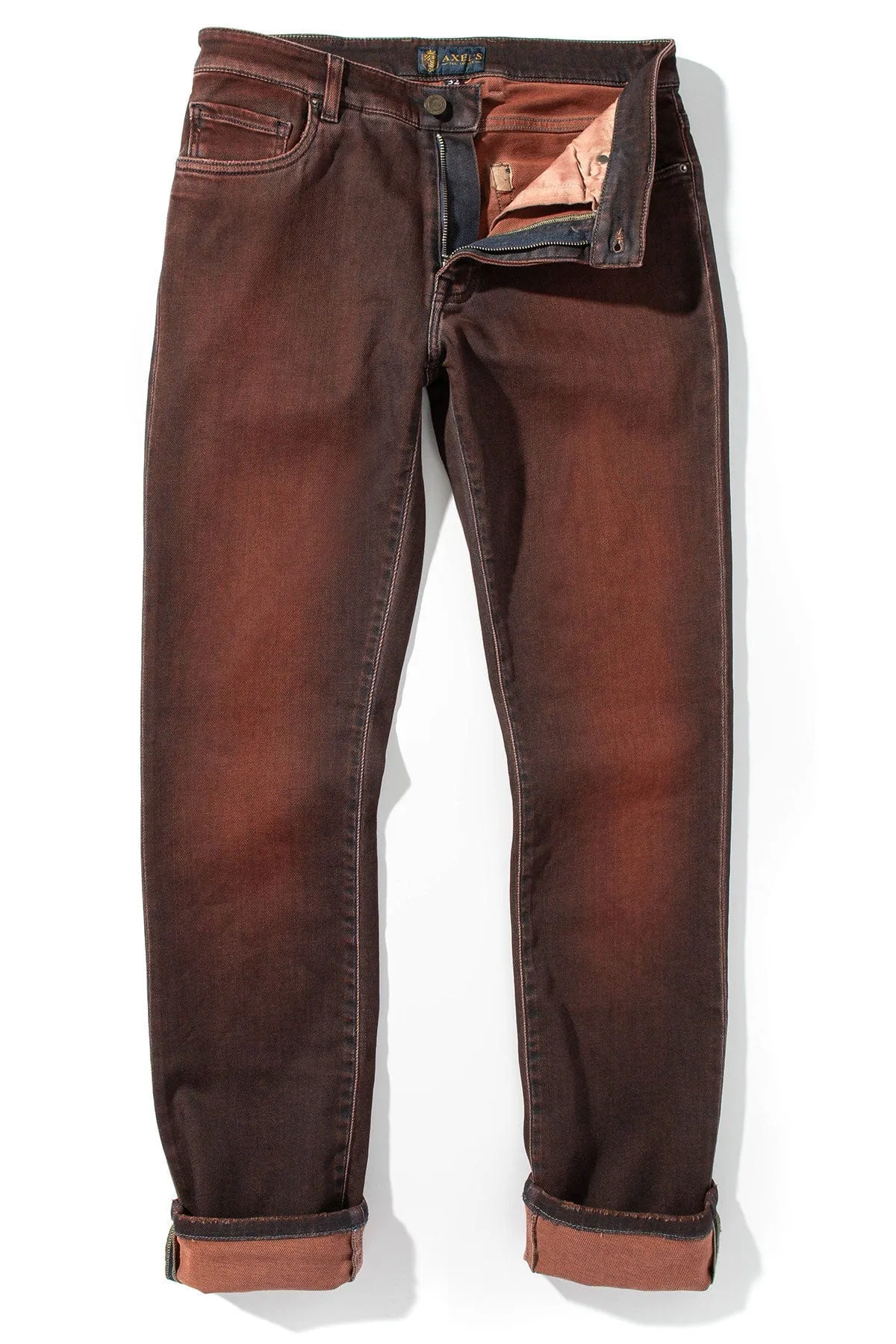 Waylon Over-Dyed Stretch Denim In Ruggine Rust