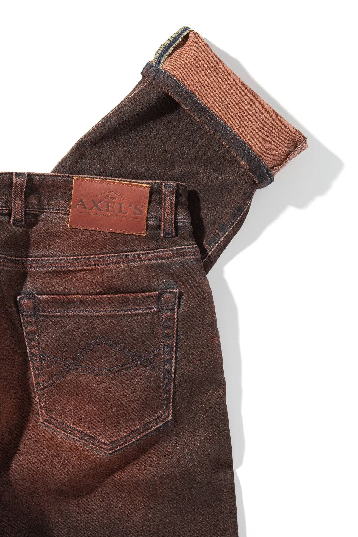 Waylon Over-Dyed Stretch Denim In Ruggine Rust