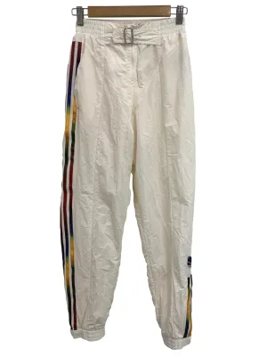 White Rainbow Stripe Belted Nylon Pants